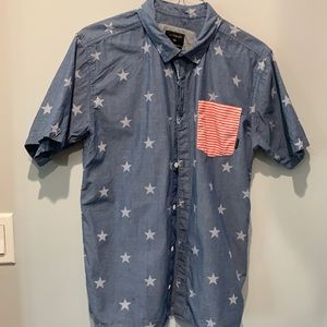 Quicksilver L red white blue stars stripes button